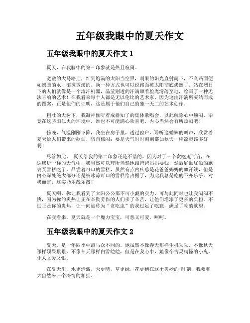 五年级我眼中的夏天作文