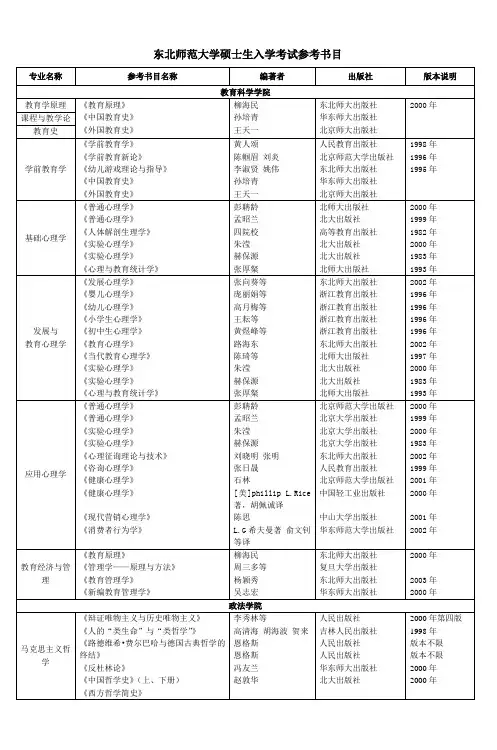 东北师范大学硕士生入学考试参考书目 (3)
