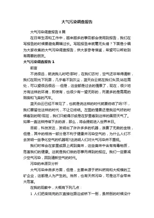 大气污染调查报告8篇