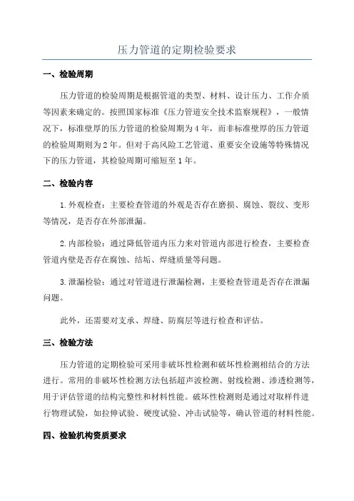 压力管道的定期检验要求