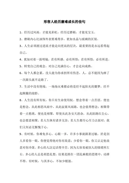形容人经历磨难成长的佳句