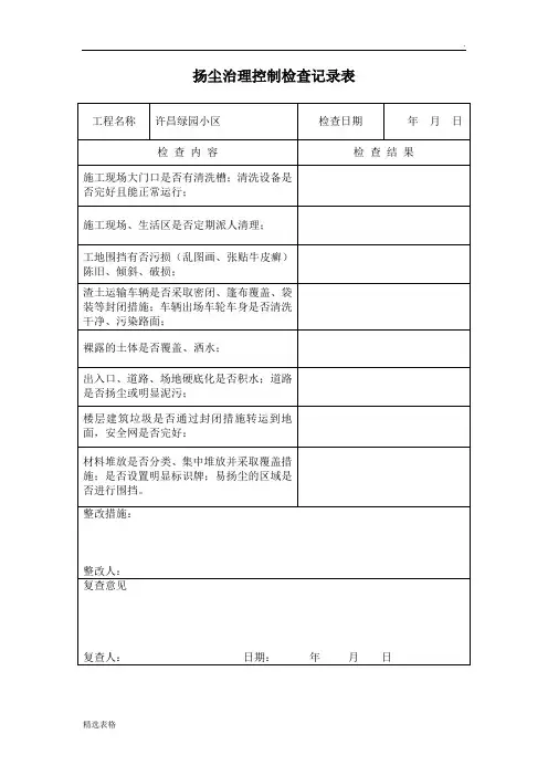 扬尘控制检查记录表
