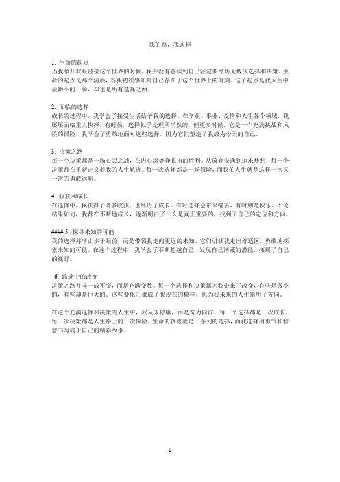 我的路,我选择
