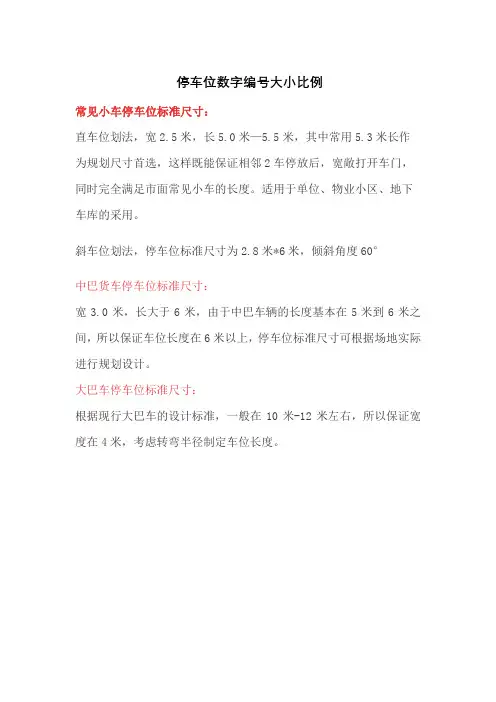 停车位数字编号大小比例