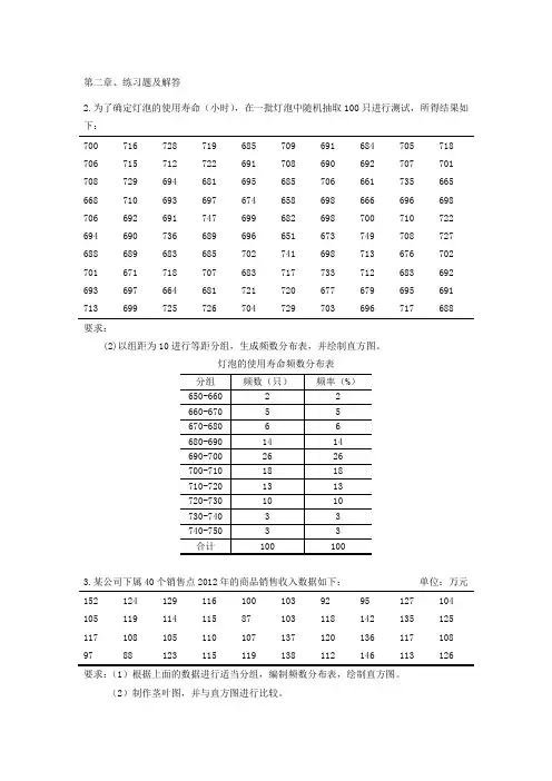 统计学课后习题答案(全章节)剖析