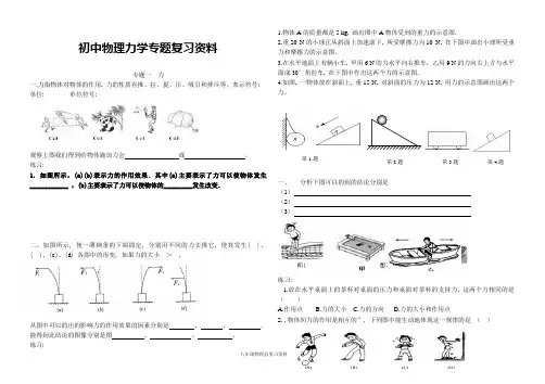 初中物理力学专题复习资料