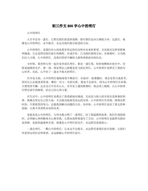 初三作文800字心中的明灯