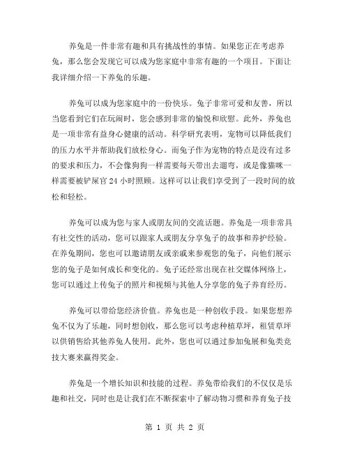 养兔的乐趣作文范文