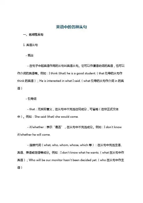 英语中的各种从句