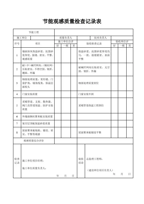 节能观感质量检查记录表