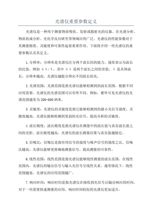 光谱仪重要参数定义