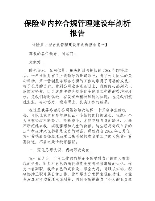保险业内控合规管理建设年剖析报告