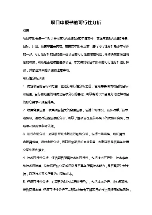 项目申报书的可行性分析