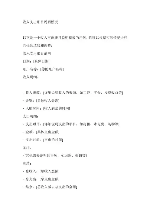 收入支出账目说明模板
