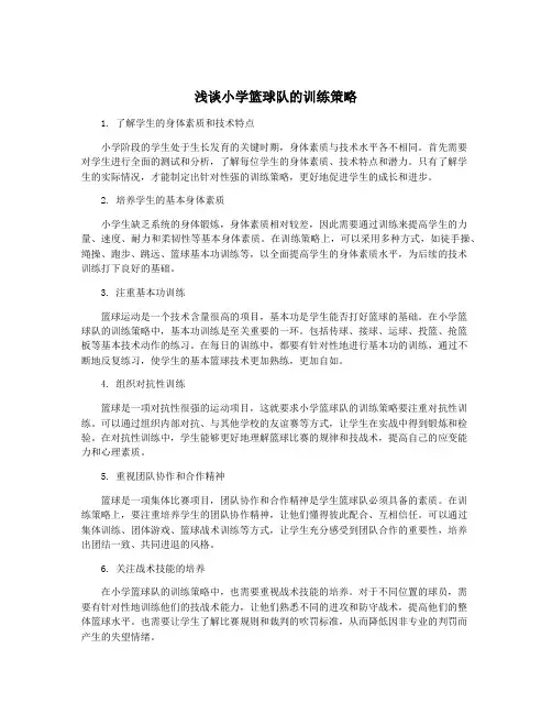 浅谈小学篮球队的训练策略