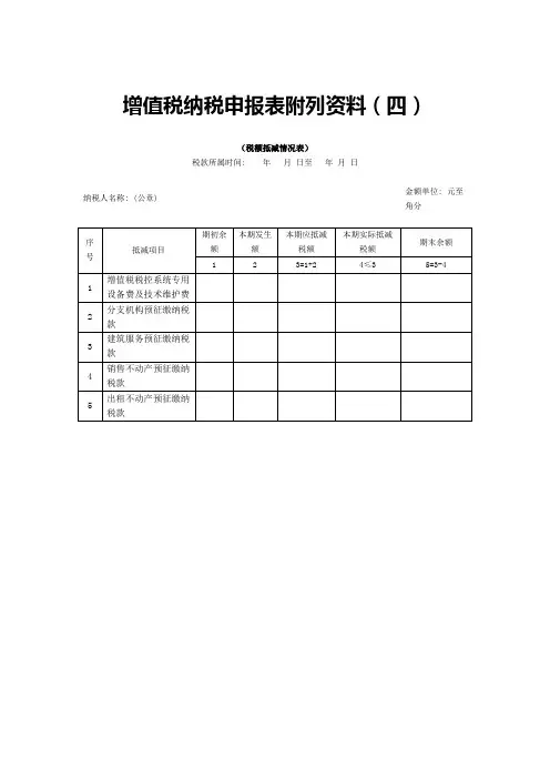 6-《增值税纳税申报表附列资料(四)》(税额抵减情况表)
