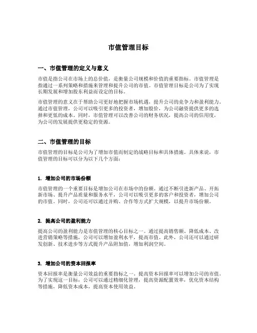 市值管理目标
