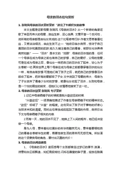 母亲的羽衣佳句赏析