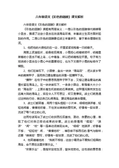 六年级语文《彩色的翅膀》课文解析