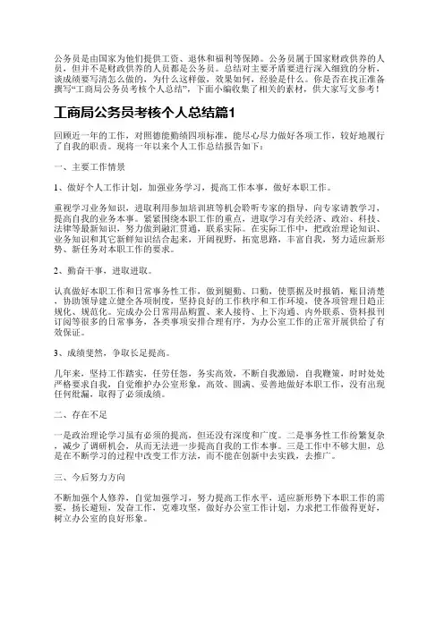 工商局公务员考核个人总结