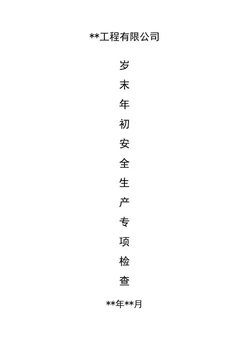 岁末年初安全生产专项检查