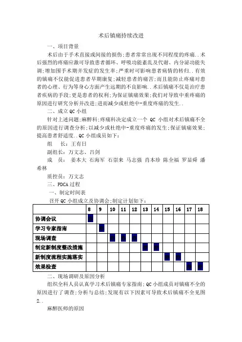 术后镇痛持续改进
