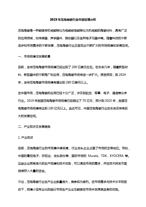 2023年压电陶瓷行业市场环境分析