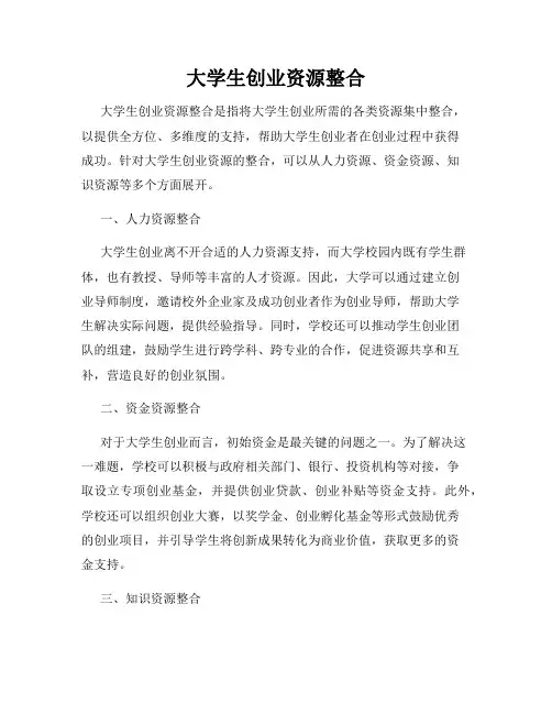 大学生创业资源整合