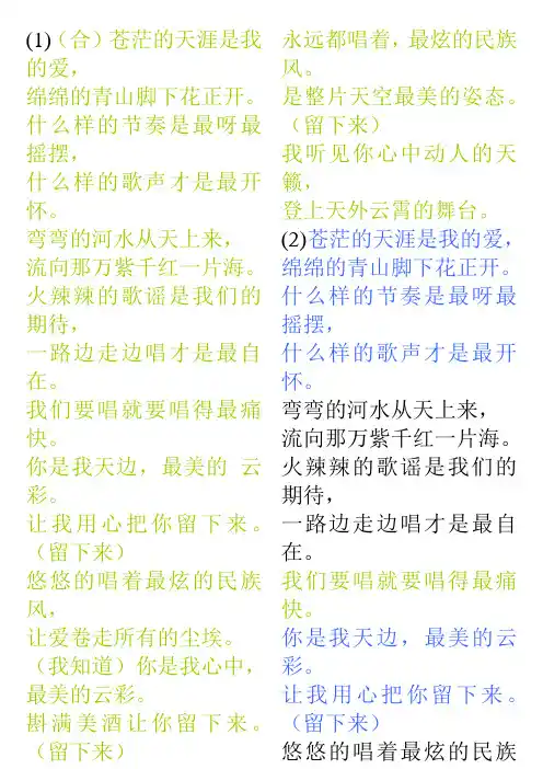 最炫民族风歌词