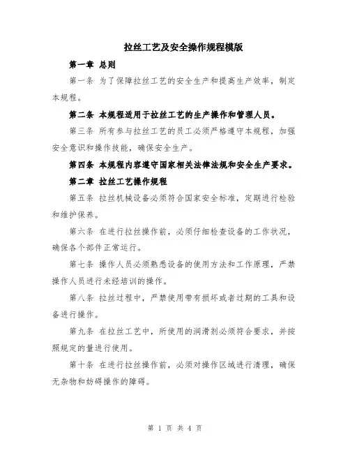 拉丝工艺及安全操作规程模版