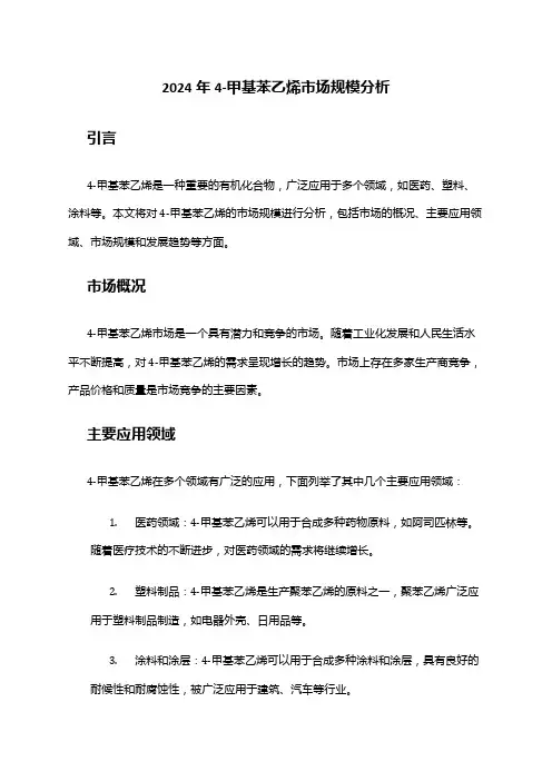 2024年4-甲基苯乙烯市场规模分析