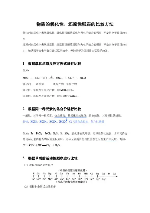 【知识解析】物质的氧化性、还原性强弱的比较方法