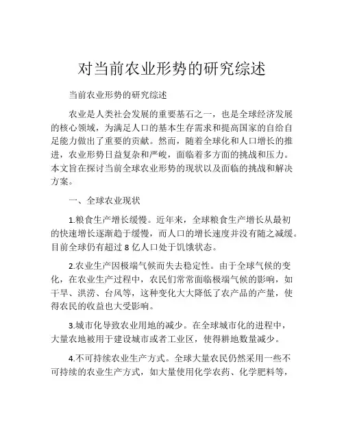 对当前农业形势的研究综述
