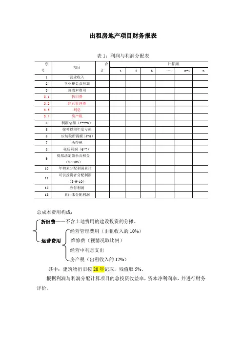 出租房地产项目财务报表
