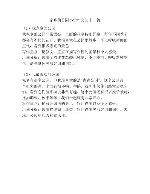 家乡的公园小学作文二十一篇