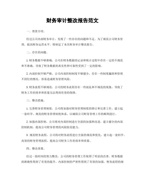 财务审计整改报告范文