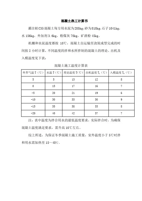混凝土热工计算书