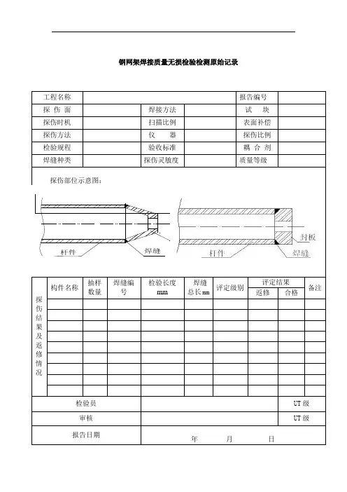 全套钢结构检测原始记录表格技术表格(23张)