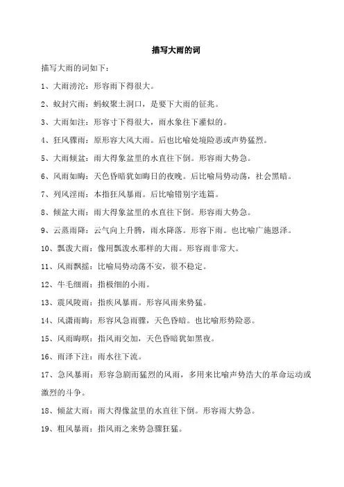 描写大雨的词