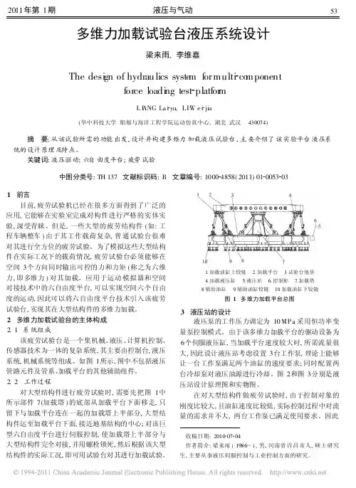 多维力加载试验台液压系统设计