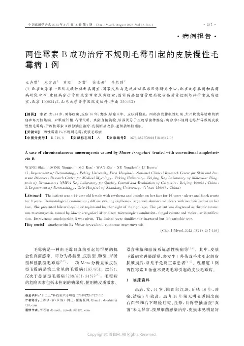 两性霉素B成功治疗不规则毛霉引起的皮肤慢性毛霉病1例