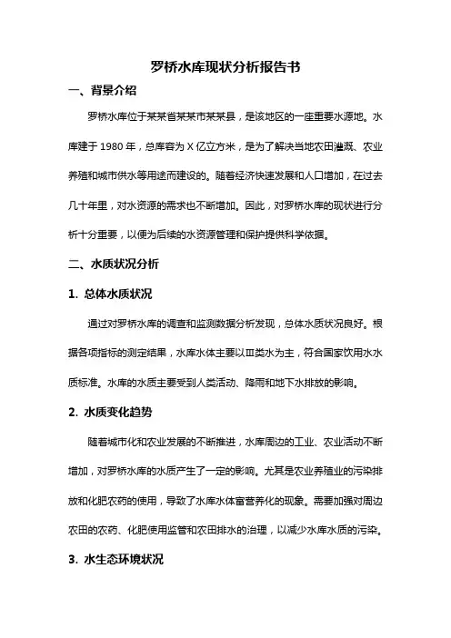 罗桥水库现状分析报告书