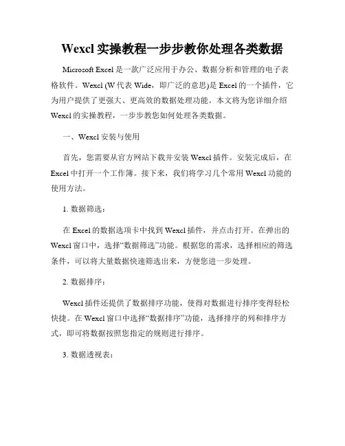 Wexcl实操教程一步步教你处理各类数据