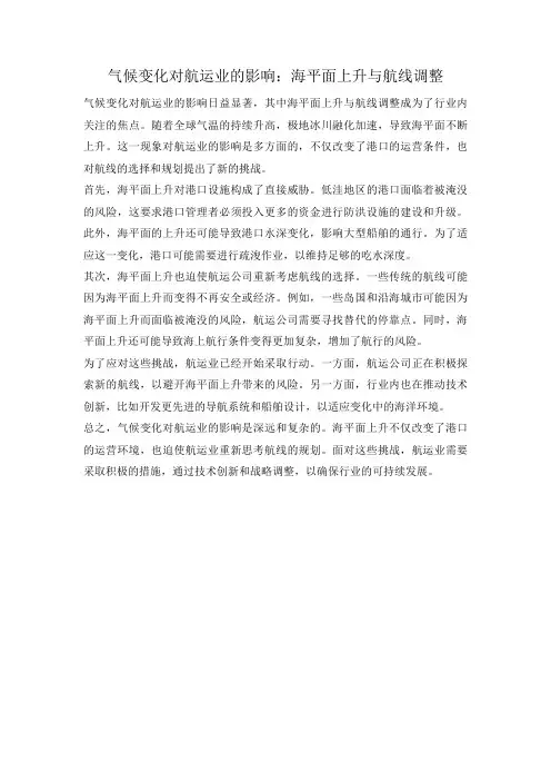 气候变化对航运业的影响：海平面上升与航线调整
