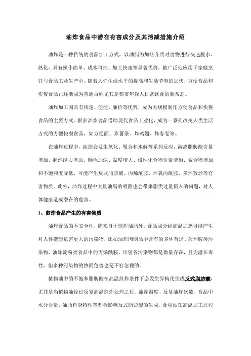 油炸食品中潜在有害成分及其消减措施介绍