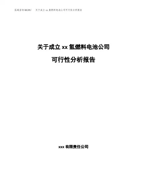 关于成立xx氢燃料电池公司可行性分析报告