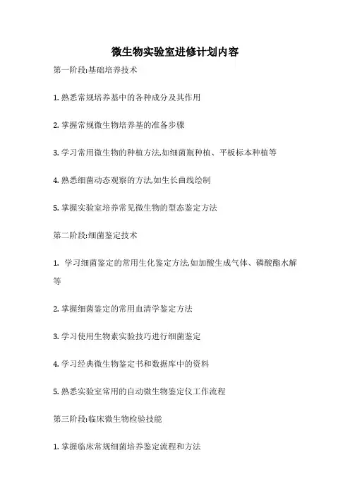 微生物实验室进修计划内容