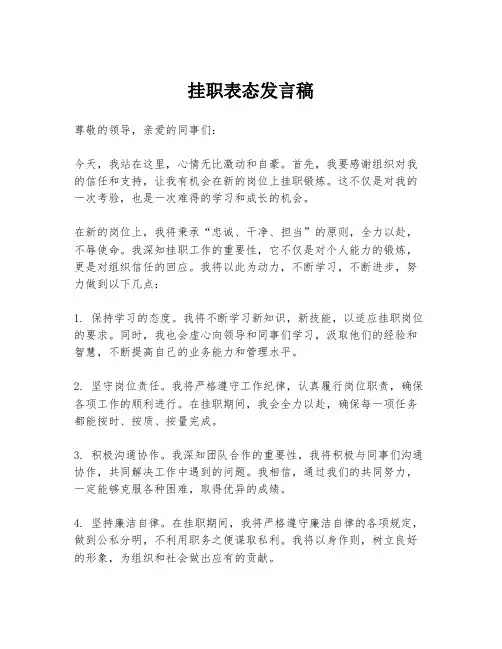 挂职表态发言稿