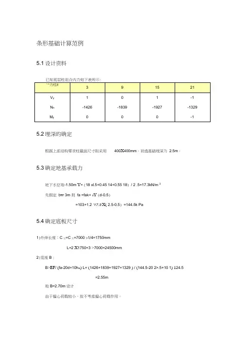 条形基础计算范例