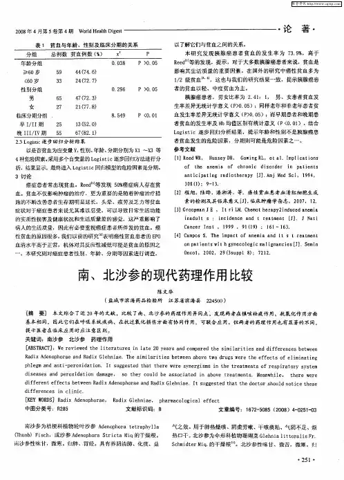 南、北沙参的现代药理作用比较